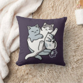 ニャーニャーニャー鳴き声 – かわいい寝猫 クッション (ブランケット)