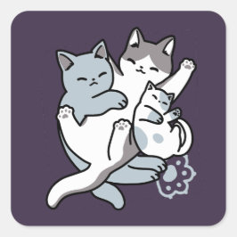 ニャーニャーニャー鳴き声 – かわいい寝猫 スクエアシール