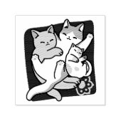 ニャーニャーニャー鳴き声 – かわいい寝猫 セルフインキングスタンプ (デザイン)