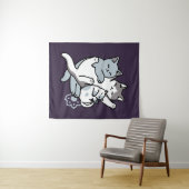 ニャーニャーニャー鳴き声 – かわいい寝猫 タペストリー (インサイチュ(横))