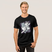 ニャーニャーニャー鳴き声 – かわいい寝猫 トライブレンドTシャツ (正面全面)