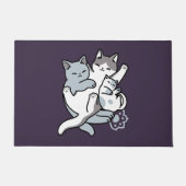 ニャーニャーニャー鳴き声 – かわいい寝猫 ドアマット (正面)