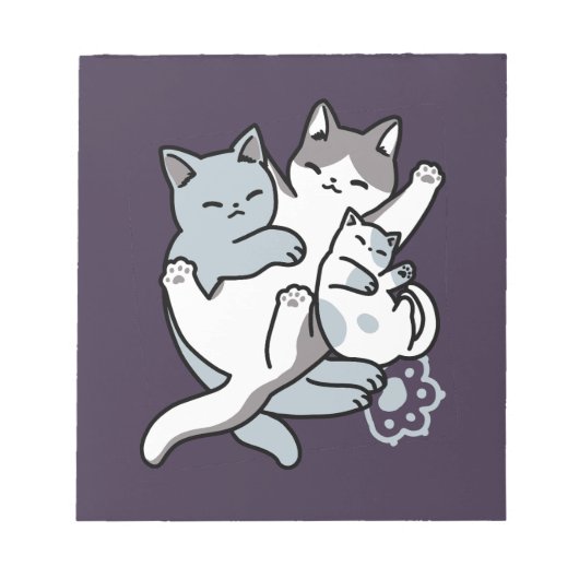 ニャーニャーニャー鳴き声 – かわいい寝猫 ノートパッド (正面)