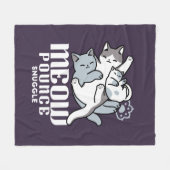 ニャーニャーニャー鳴き声 – かわいい寝猫 フリースブランケット (正面(横))