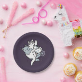 ニャーニャーニャー鳴き声 – かわいい寝猫 ペーパープレート (パーティー)