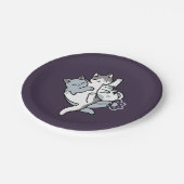 ニャーニャーニャー鳴き声 – かわいい寝猫 ペーパープレート (アングル)