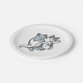 ニャーニャーニャー鳴き声 – かわいい寝猫 ペーパープレート (アングル)