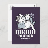 ニャーニャーニャー鳴き声 – かわいい寝猫 ポストカード (正面/裏面)