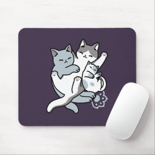 ニャーニャーニャー鳴き声 – かわいい寝猫 マウスパッド