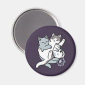 ニャーニャーニャー鳴き声 – かわいい寝猫 マグネット (正面/裏面)
