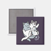 ニャーニャーニャー鳴き声 – かわいい寝猫 マグネット (正面/裏面)