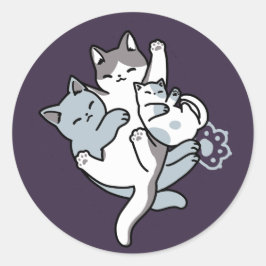 ニャーニャーニャー鳴き声 – かわいい寝猫 ラウンドシール