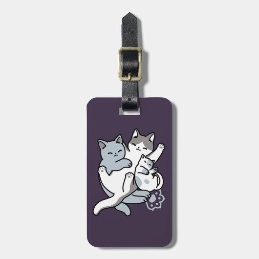 ニャーニャーニャー鳴き声 – かわいい寝猫 ラゲッジタグ (正面縦)