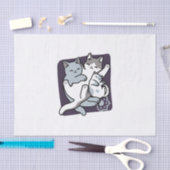 ニャーニャーニャー鳴き声 – かわいい寝猫 薄葉紙 (クラフト)