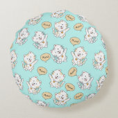 ニャーニャー子猫パターン – かわいい猫 ラウンドクッション (裏面)