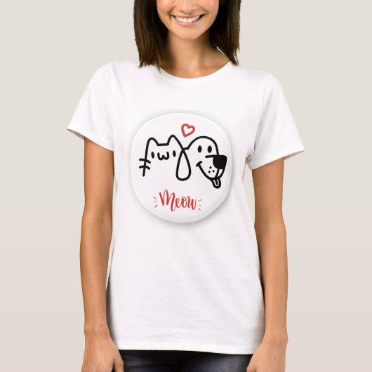 ニャーハート | かわいい猫好きTシャツ Tシャツ (正面)