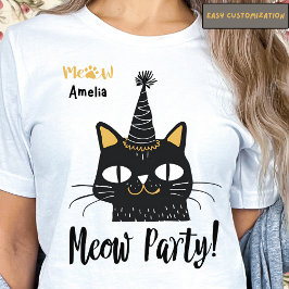 ニャーパーティーおもしろい黒猫誕生日かわいいニャーニャー Tシャツ