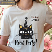 ニャーパーティーおもしろい黒猫誕生日かわいいニャーニャー Tシャツ