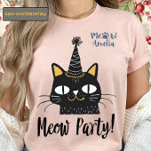 ニャーパーティーおもしろい黒猫誕生日かわいいニャーニャー Tシャツ