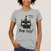 ニャーパーティーおもしろい黒猫誕生日かわいいニャーニャー Tシャツ (正面)