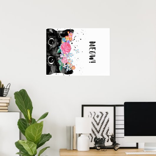 ニャーピーキングキャットキットン猫好きギフトアイディア ポスター (ホームオフィス)