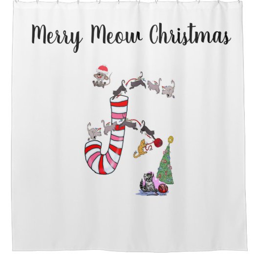 ニャーメリークリスマスシャワーカーテン猫猫 シャワーカーテン (正面)