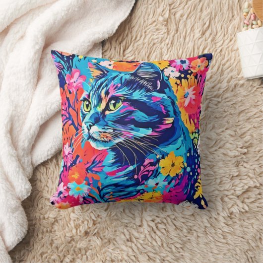 ニャー最高傑作：最適なキャットア絵を描ート クッション (ブランケット)