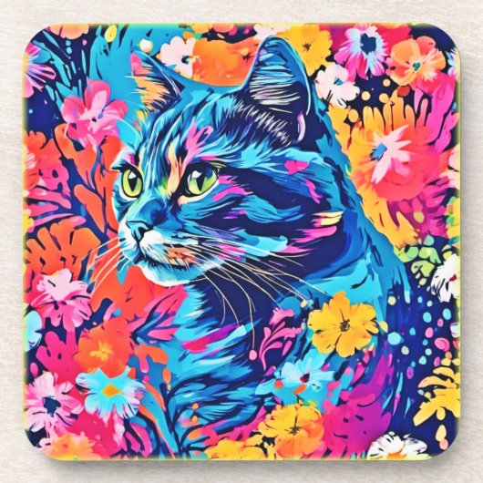 ニャー最高傑作:最適なキャットア絵を描ート コースター (正面)
