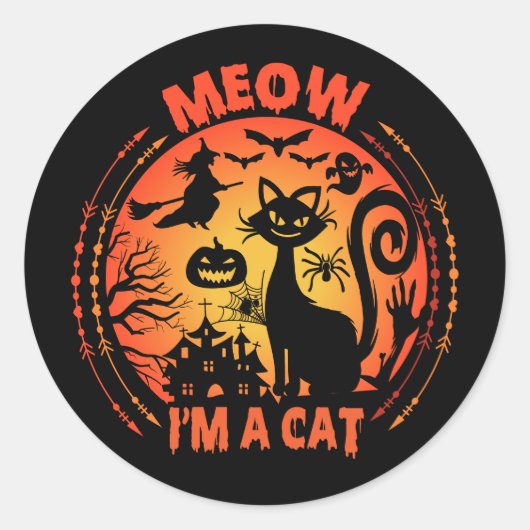 ニャー猫ハロウィーン猫 ラウンドシール (正面)