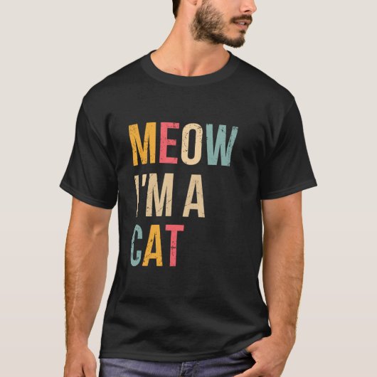 ニャー私は猫おかしなハロウィーン怠惰な簡単猫コスチュウ Tシャツ (正面)
