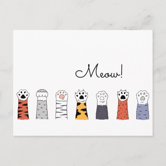 ニャー!キャットポーズペットキャッツタイガーカラフルおもしろい ポストカード (正面)
