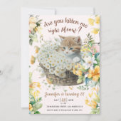 ニャー!フローラかわいい子猫ガールキャット8誕生日 招待状 (正面)