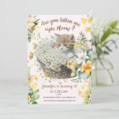 ニャー!フローラかわいい子猫ガールキャット8誕生日 招待状 (スタンド正面)