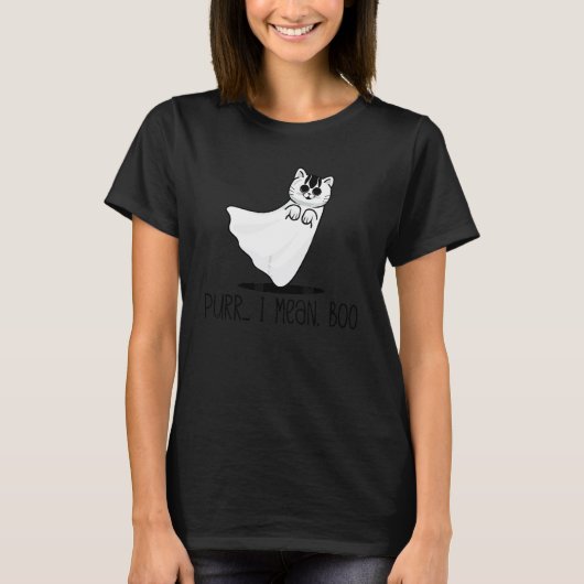 ニャー 私はブー かわいい 猫 おばけ ハロウィン 猫 Tシャツ (正面)