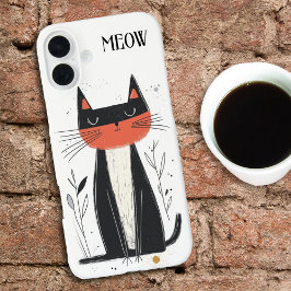 ニャー。自信のある猫イラストレーション iPhone 16 PLUSケース