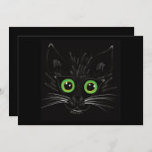 ニヤニヤする緑の目の猫 招待状 (正面/裏面)