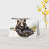 ニヤニヤの誕生日のクマ カード (黄色い花)