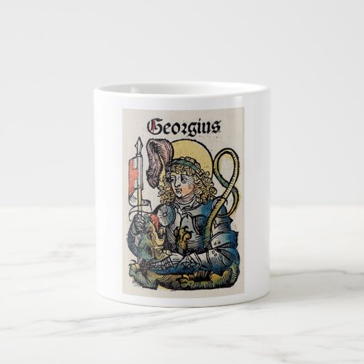 ニュルンベルク年代記に描かれた聖ゲオルギウス ジャンボコーヒーマグカップ (正面)