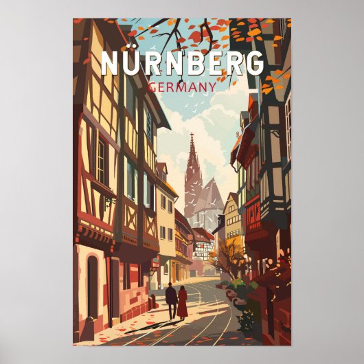 ニュルンベルク ドイツ 旅行 アート ヴィンテージ ポスター (正面)