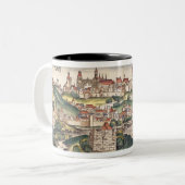 ニュルンベルクChronからのプラハの鳥瞰的な眺め ツートーンマグカップ (正面左)