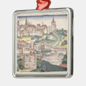 ニュルンベルクChronからのプラハの鳥瞰的な眺め メタルオーナメント (左)