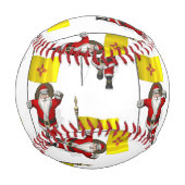 ニューおもしろいメキシコ国旗を持つサンタクロース 野球ボール (正面)