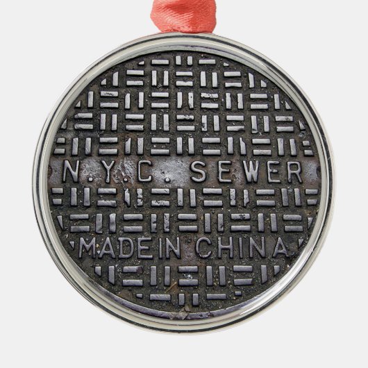 ニューおもしろいヨーク市下水道ユーモアのあるノベルティ写真 メタルオーナメント (正面)