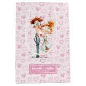 ニューおもしろいリウェズ抱き枕予測できなカートゥー結婚ズ ミディアムペーパーバッグ (正面)