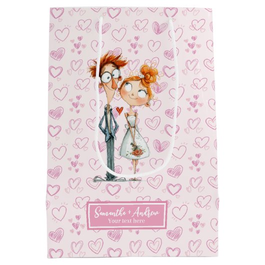 ニューおもしろいリウェズ抱き枕予測できなカートゥー結婚ズ ミディアムペーパーバッグ (裏面)