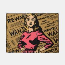 ニューアイディアおもしろいレトロ指名手配の女性ブラウン新聞