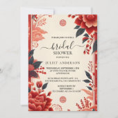 ニューアジア中国のバイリンガル平はっきりしたブライダルシャワー 招待状 (正面)