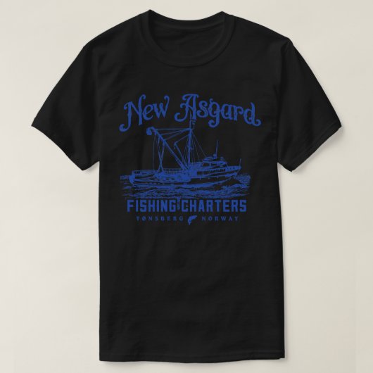 ニューアスガール魚釣りシャルターズ Tシャツ (デザイン正面)
