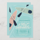 ニューアドベンチャーカヤックカップルウェディングシャワー 招待状 (正面/裏面)