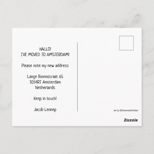 ニューアドレスアムステルダムカナルハウズムーヴカラフルィング ポストカード (裏面)